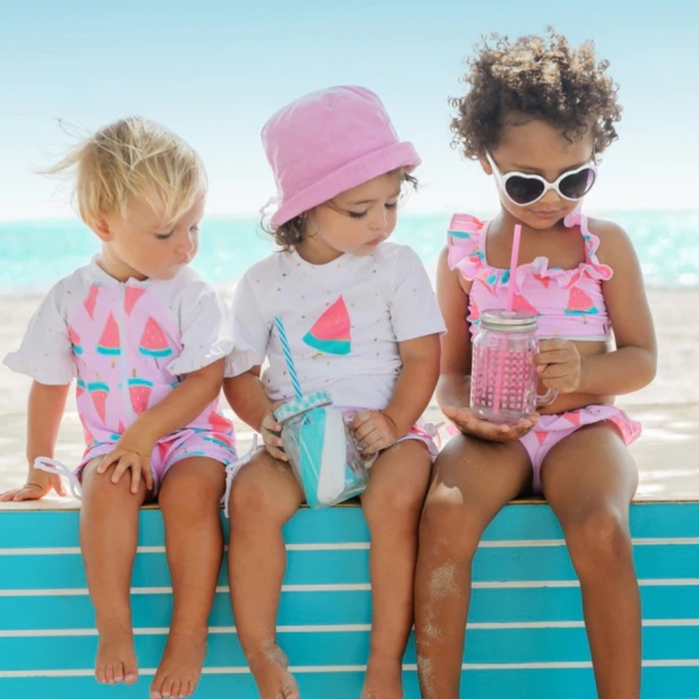 Snapper Rock Kids Watermelon Ruffle Bikini Top - Picture 2 of 5